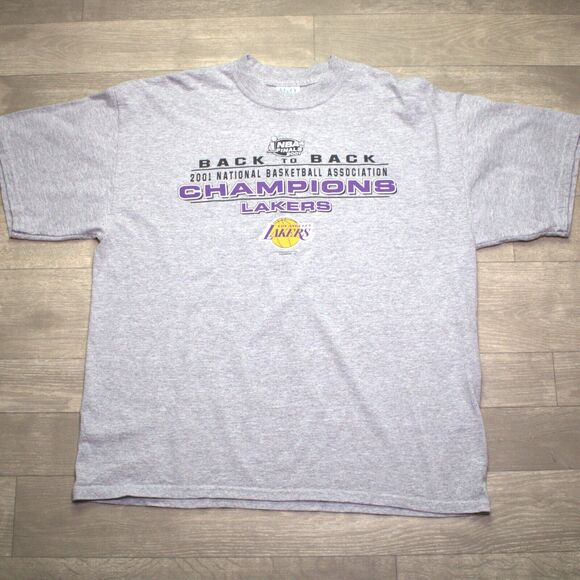 Los Angeles Lakers "Back To Back" 2001 NBA Champions Vintage M&O T Shirt XL - Picture 2 of 4